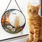 They Lived, They Loved, They Purred - Memorial Personalized Custom Stained Glass Window Hanging Suncatcher - Sympathy Gift For Pet Owners, Pet Lovers