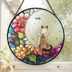 They Lived, They Loved, They Purred - Memorial Personalized Custom Stained Glass Window Hanging Suncatcher - Sympathy Gift For Pet Owners, Pet Lovers