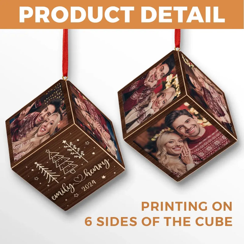 Custom Photo You And Me - Couple Personalized Custom Wooden Cube Ornament - Christmas Gift For Husband Wife, Anniversary
