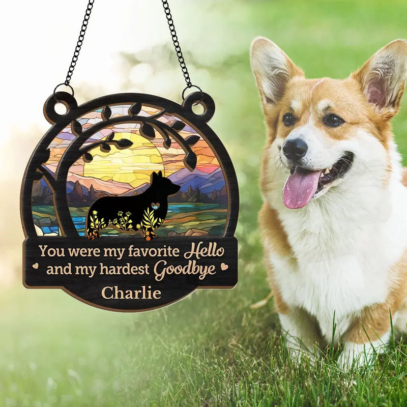 You Left Paw Prints On Our Hearts - Memorial Personalized Window Hanging Suncatcher Ornament - Sympathy Gift For Pet Owners, Pet Lovers