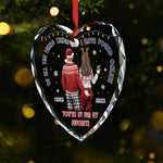 Our Love Makes Every Christmas Brighter - Couple Personalized Custom Heart Glass Ornament - Christmas Gift For Husband Wife, Anniversary