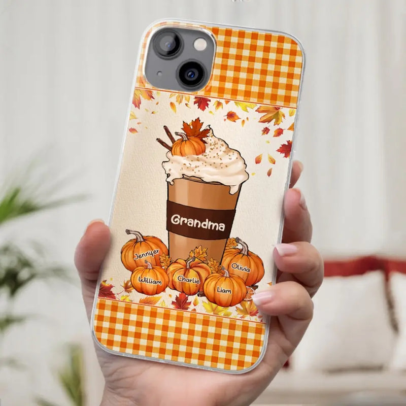 Autumn Fall Is For Cozy Moments With Family And Grandma - Family Personalized Custom Clear Phone Case - Autumn Fall Gift For Grandma