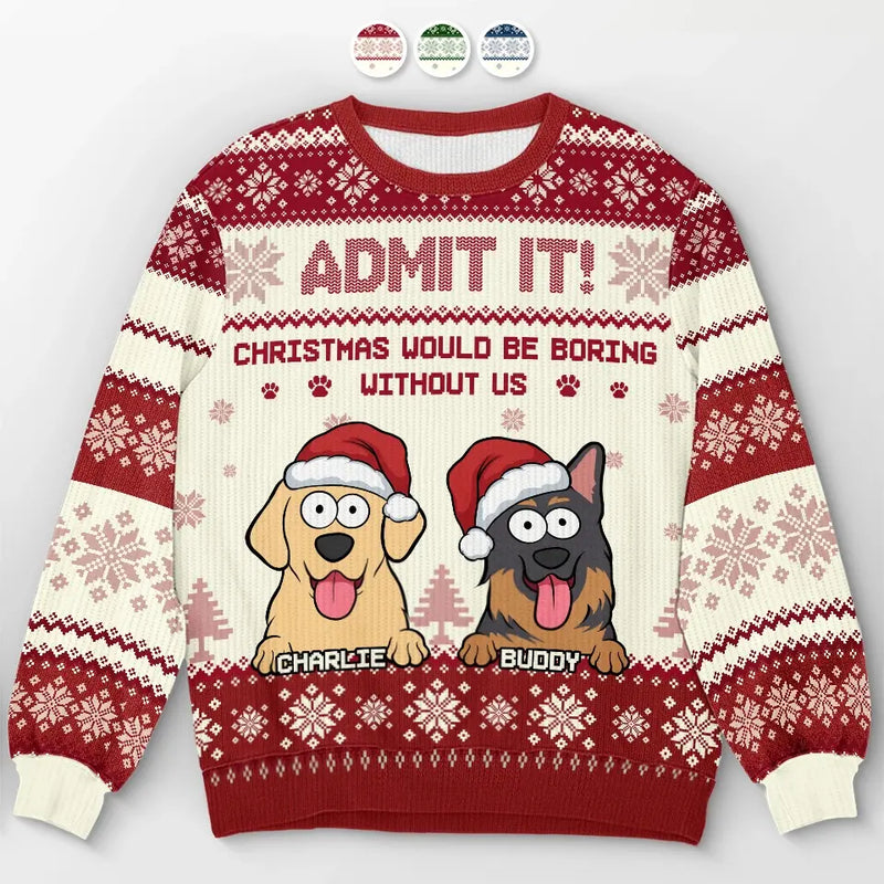 Give The Gift Of Holiday Cheer With A Personalized Pup Sweater - Dog & Cat Personalized Custom Ugly Sweatshirt - Unisex Wool Jumper - Christmas Gift For Pet Owners, Pet Lovers