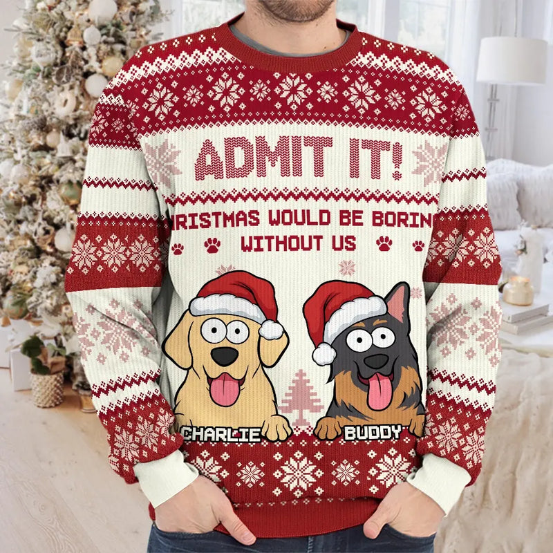 Give The Gift Of Holiday Cheer With A Personalized Pup Sweater - Dog & Cat Personalized Custom Ugly Sweatshirt - Unisex Wool Jumper - Christmas Gift For Pet Owners, Pet Lovers