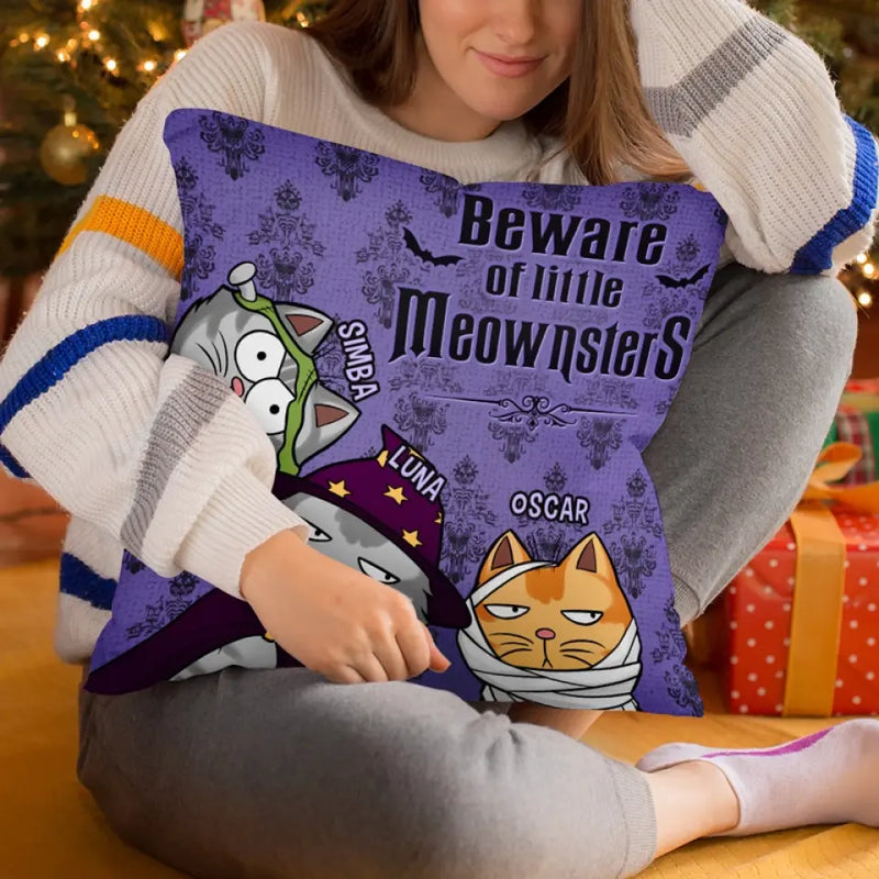 Welcome Foolish Mortals - Cat Personalized Custom Pillow - Halloween Gift For Pet Owners, Pet Lovers