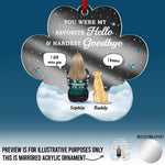 You Were My Favorite Hello - Memorial Personalized Custom Mirrored Acrylic Ornament - Sympathy Gift, Christmas Gift For Pet Owners, Pet Lovers
