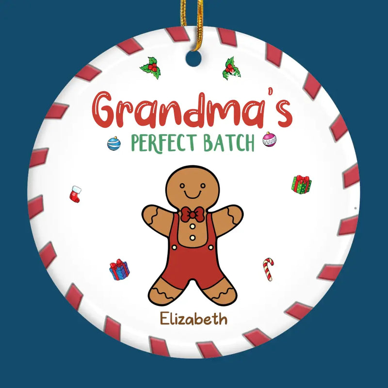 Cherish The Sweet Moments With Family, Just Like Gingerbread Treats - Family Personalized Custom Ornament - Ceramic Round Shaped - Christmas Gift For Mom, Grandma