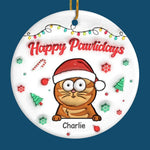 Season's Greetings - Dog & Cat Personalized Custom 3D Inflated Effect Printed Ornament - Ceramic Round Shaped - Christmas Gift For Pet Owners, Pet Lovers