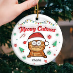 Season's Greetings - Dog & Cat Personalized Custom 3D Inflated Effect Printed Ornament - Ceramic Round Shaped - Christmas Gift For Pet Owners, Pet Lovers
