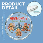 Grandma's Gingerbread And Her Loving Squeeze - Family Personalized Custom Circle Glass Ornament - Christmas Gift For Mom, Grandma