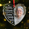 Custom Photo You Still Live On In The Hearts - Memorial Personalized Custom Heart Glass Ornament - Sympathy Gift, Christmas Gift For Family Members