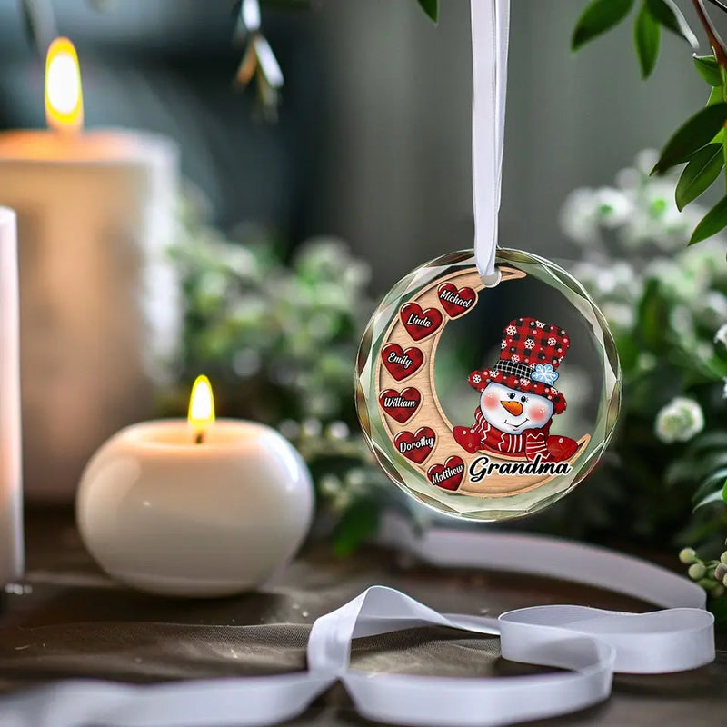The True Spirit Of Christmas Lies In Your Heart - Family Personalized Custom Circle Glass Ornament - Christmas Gift For Mom, Grandma