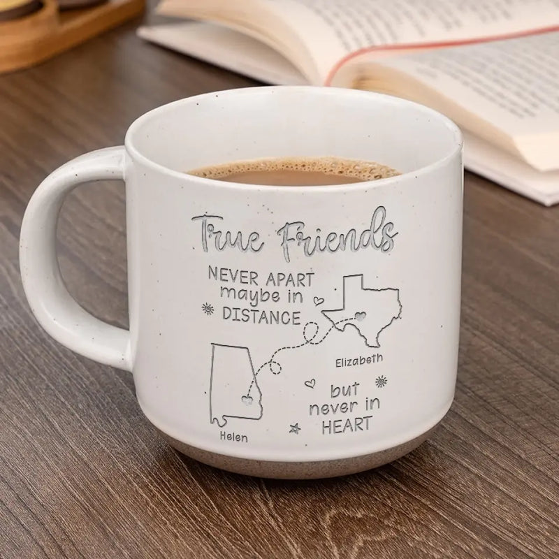 Friends Are Connected Heart By Heart - Bestie Personalized Custom Pottery Mug - Gift For Best Friends, BFF, Sisters