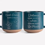 The Distance Between Us Is Huge, But Our Bond Is Strong - Bestie Personalized Custom Pottery Mug - Gift For Best Friends, BFF, Sisters