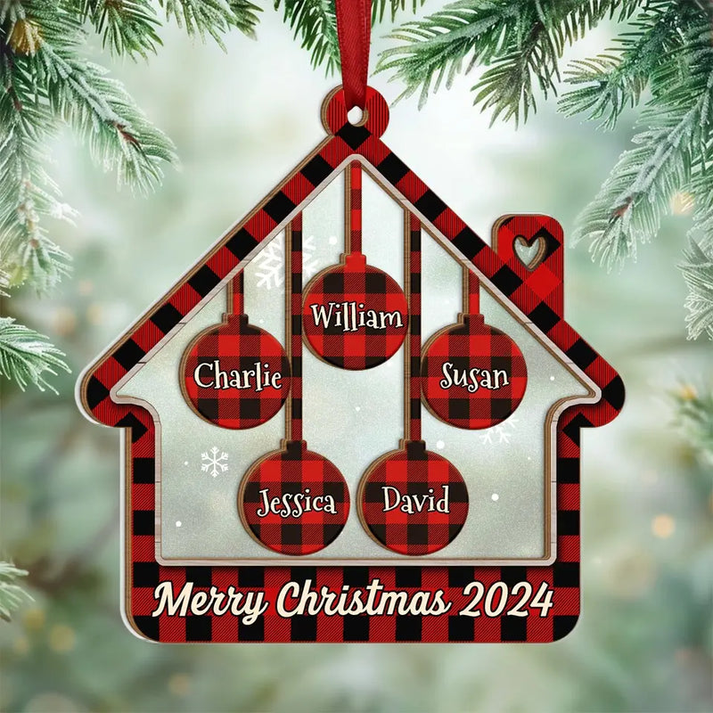 Family Love Grows Warmer At Christmas - Family Personalized Custom Wood & Acrylic Ornament - Christmas Gift For Family Members