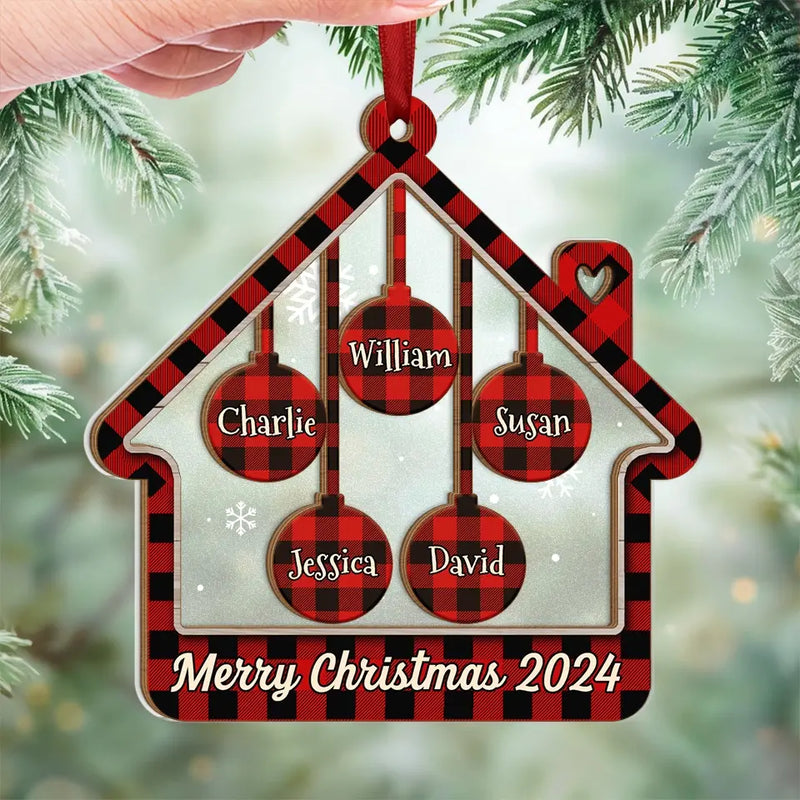 Family Love Grows Warmer At Christmas - Family Personalized Custom Wood & Acrylic Ornament - Christmas Gift For Family Members