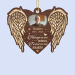 Custom Photo Always On Our Minds - Memorial Personalized Custom Leather Ornament - Sympathy Gift, Christmas Gift For Family Members