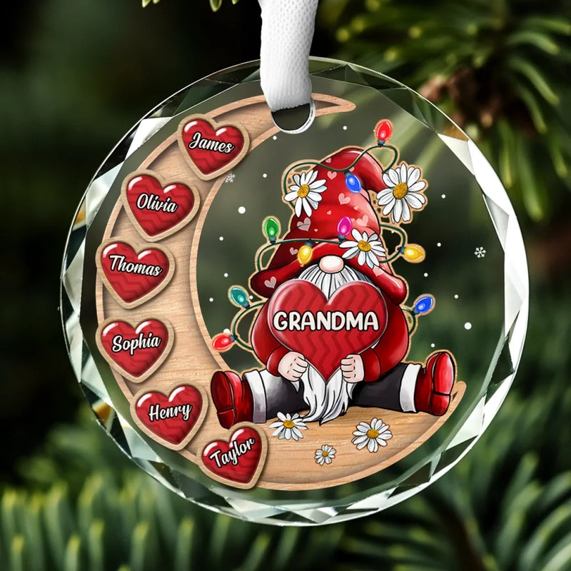 Making Spirits Bright Tonight - Family Personalized Custom Circle Glass Ornament - Christmas Gift For Mom, Grandma