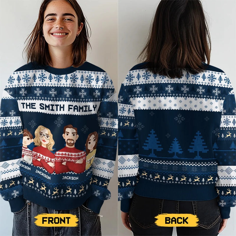 Christmas Is A Reminder Of The Joy That Family Brings - Family Personalized Custom Ugly Sweatshirt - Unisex Wool Jumper - Christmas Gift For Family Members