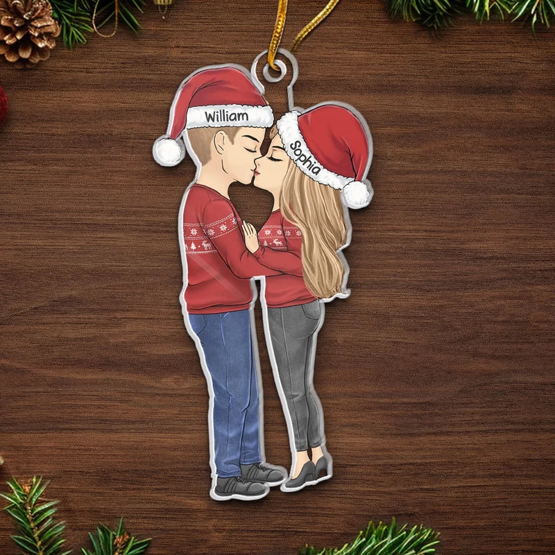 Kisses Are The Best Christmas Gift - Couple Personalized Custom Ornament - Acrylic Custom Shaped - Christmas Gift For Husband Wife, Anniversary