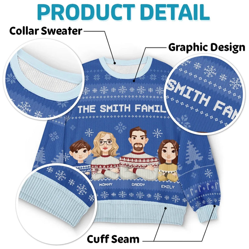 Lights Fill The Streets Spreading So Much Cheer - Family Personalized Custom Ugly Sweatshirt - Unisex Wool Jumper - Christmas Gift For Family Members