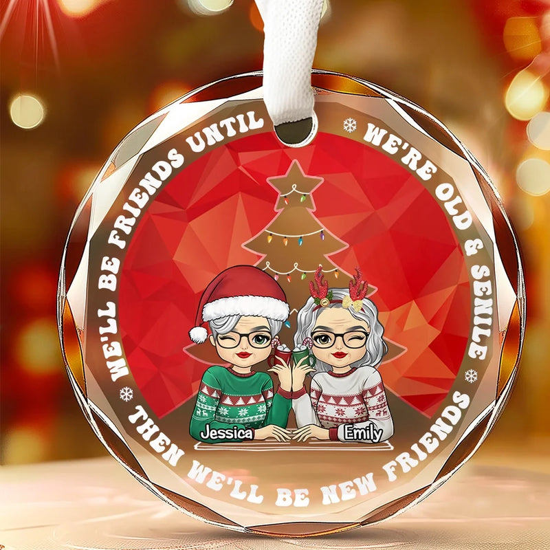 Friends Make The Holidays Warmer - Bestie Personalized Custom Circle Glass Ornament - Christmas Gift For Best Friends, BFF, Sisters