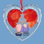 Old Friends Are Reminders Of How Much We Have Changed And Grown - Bestie Personalized Custom Heart Glass Ornament - Christmas Gift For Best Friends, BFF, Bestie