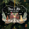 Christmas Cuddles With You And Our Furry Friends - Couple Personalized Custom Ornament - Acrylic Benelux Shaped - Christmas Gift For Husband Wife, Anniversary, Pet Owners, Pet Lovers