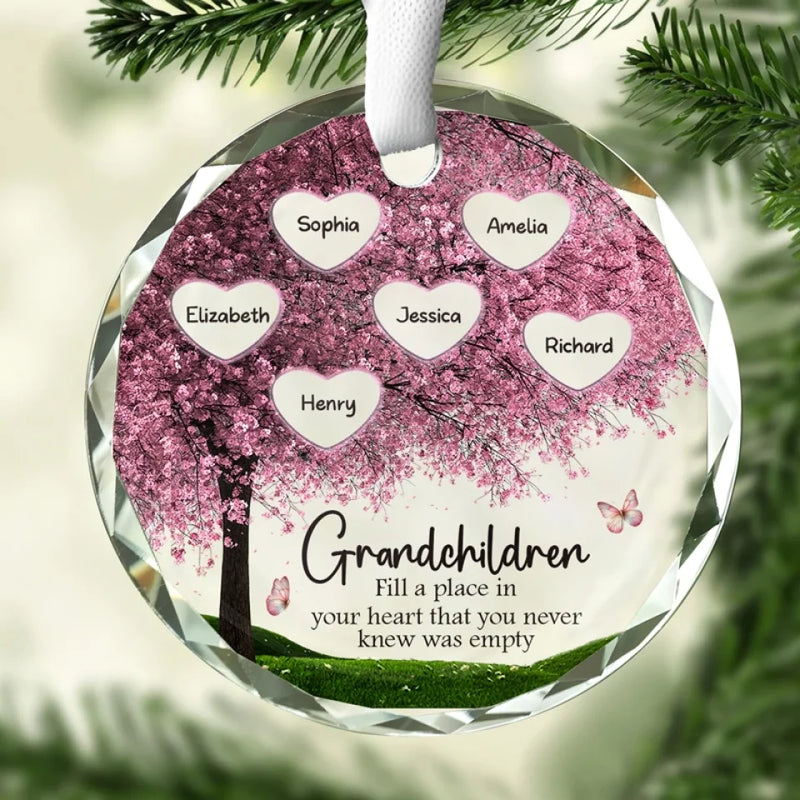 Fill A Place In Your Heart - Family Personalized Custom Circle Glass Ornament - Christmas Gift For Mom, Grandma