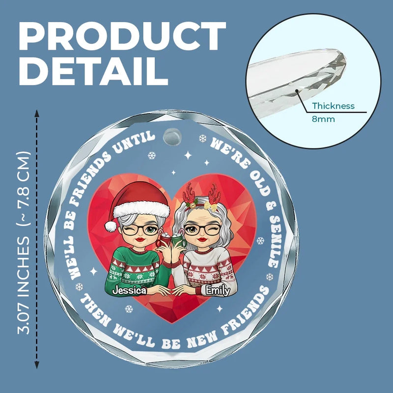 Merry Christmas To A True Friend - Bestie Personalized Custom Circle Glass Ornament - Christmas Gift For Best Friends, BFF, Sisters
