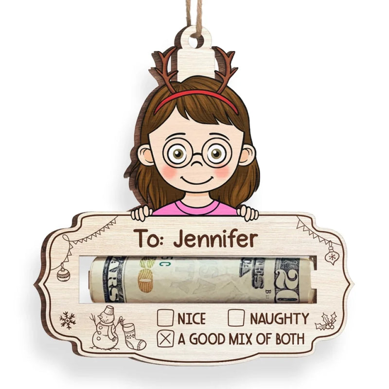 Families Bring Extra Joy To Christmas - Family Personalized Custom Ornament, Money Holder - Wood Custom Shaped -  Christmas Gift For Family Members