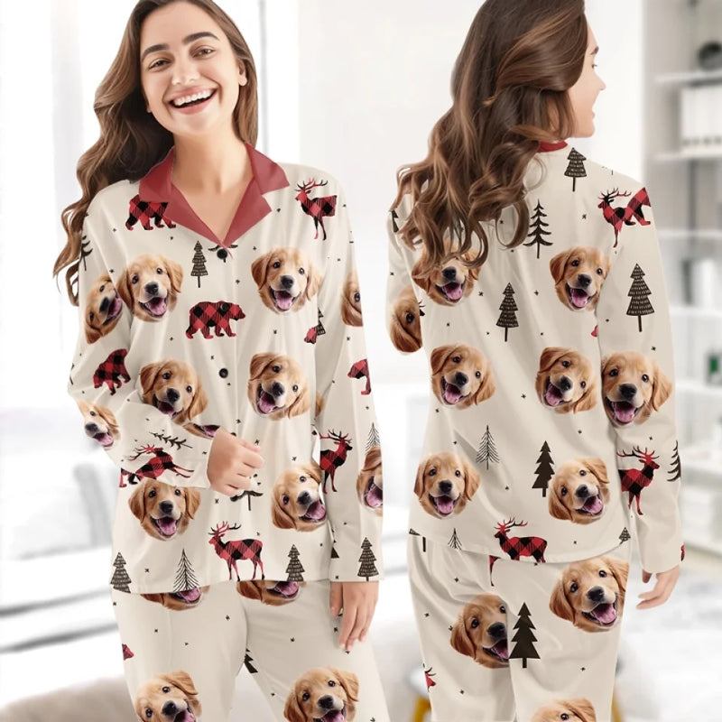 Custom Photo Paws And Reflect On The Joy Of The Season - Dog & Cat Personalized Custom Pajamas - Christmas Gift For Pet Owners, Pet Lovers