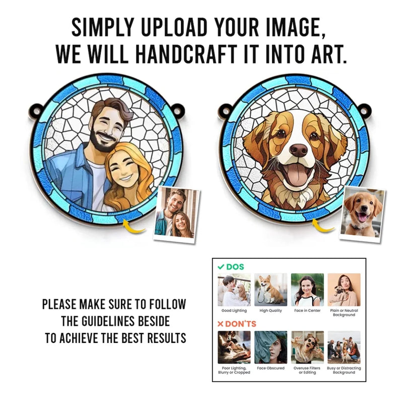 Custom Photo Cats Leave Paw Prints On Our Hearts - Memorial Personalized Window Hanging Suncatcher - Sympathy Gift For Pet Owners, Pet Lovers
