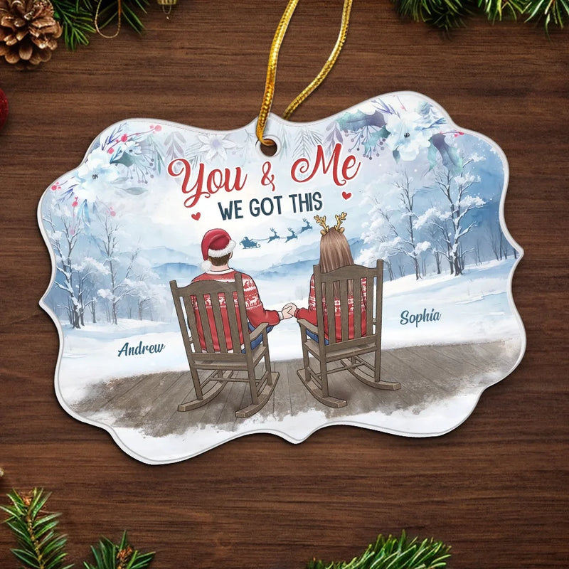 Walking In A Winter Wonderland, Hand In Hand - Couple Personalized Custom Ornament - Acrylic Benelux Shaped - Christmas Gift For Husband Wife, Anniversary