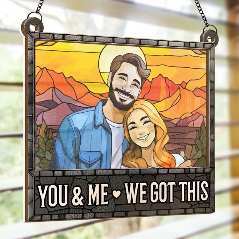 Custom Photo Life Is Better With You By My Side - Couple Personalized Window Hanging Suncatcher - Gift For Husband Wife, Anniversary