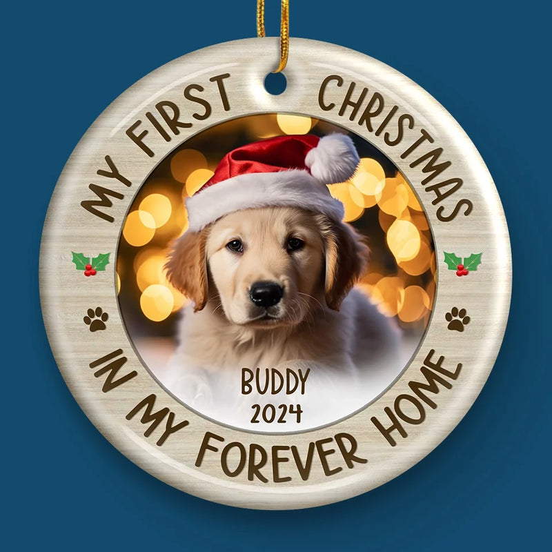 Custom Photo Every Day Is A Little Brighter With A Pet Around The Tree - Dog & Cat Personalized Custom Ornament - Ceramic Round Shaped - Christmas Gift For Pet Owners, Pet Lovers