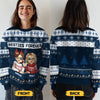 Merry Bestiemas - Bestie Personalized Custom Ugly Sweatshirt - Unisex Wool Jumper - Christmas Gift For Best Friends, BFF, Sisters
