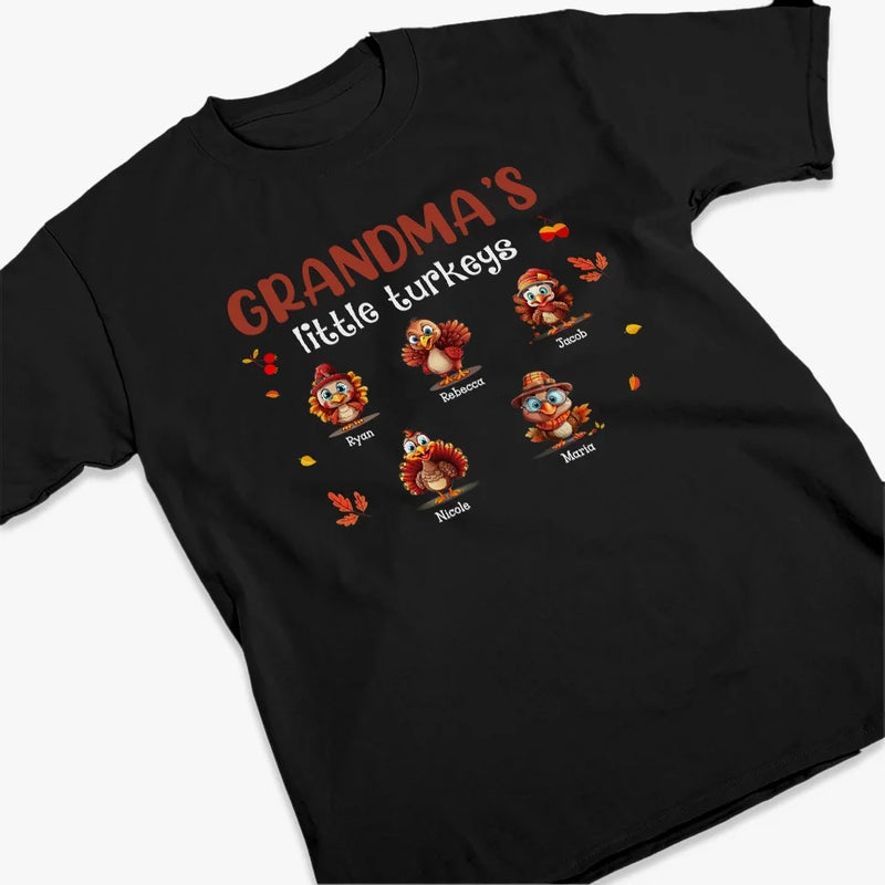 Custom Name Little Turkey Thanksgiving Gifts for Grandma - Personalized Apparel