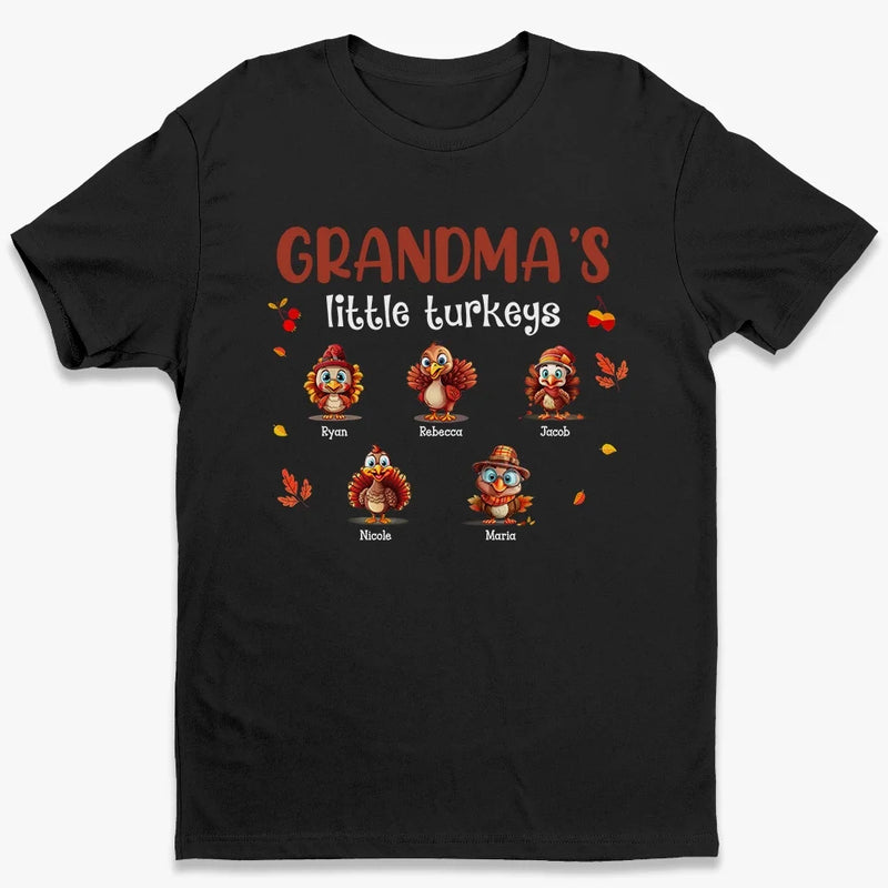 Custom Name Little Turkey Thanksgiving Gifts for Grandma - Personalized Apparel