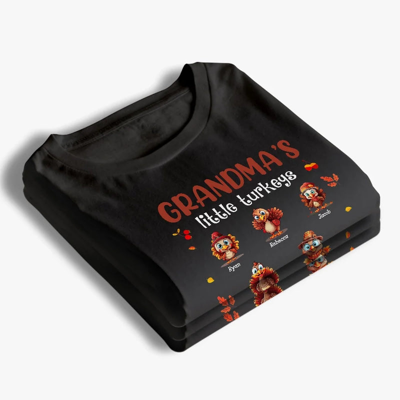 Custom Name Little Turkey Thanksgiving Gifts for Grandma - Personalized Apparel