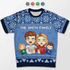 Family Is The Heart Of Christmas - Family Personalized Custom All Over Print Adult Short Sleeve Sweater - Christmas Gift For Family Members