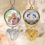 Custom Photo Always With You - Personalized Custom Memorial Charm Angel Wings - Sympathy Gift For Family Members