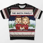 Together Is Our Favorite Place To Be This Christmas - Family Personalized Custom All Over Print Adult Short Sleeve Sweater - Christmas Gift For Family Members