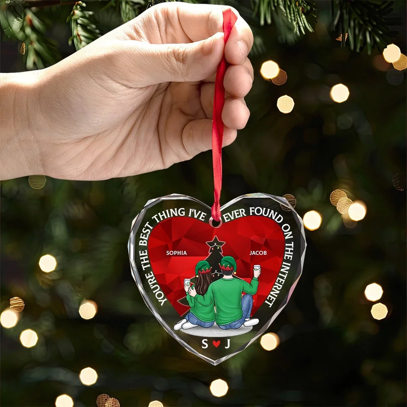 I Only Have Ice For You - Couple Personalized Custom Heart Glass Ornament - Christmas Gift For Husband Wife, Anniversary