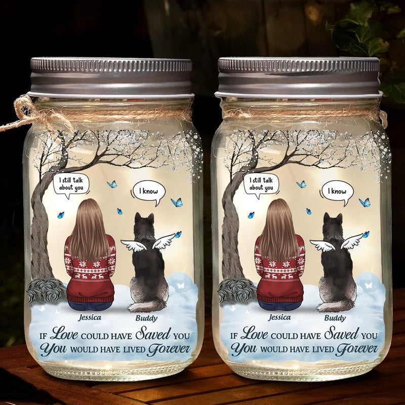 Memories With You Last A Lifetime - Memorial Personalized Custom Mason Jar Light - Sympathy Gift For Family Members, Pet Owners, Pet Lovers