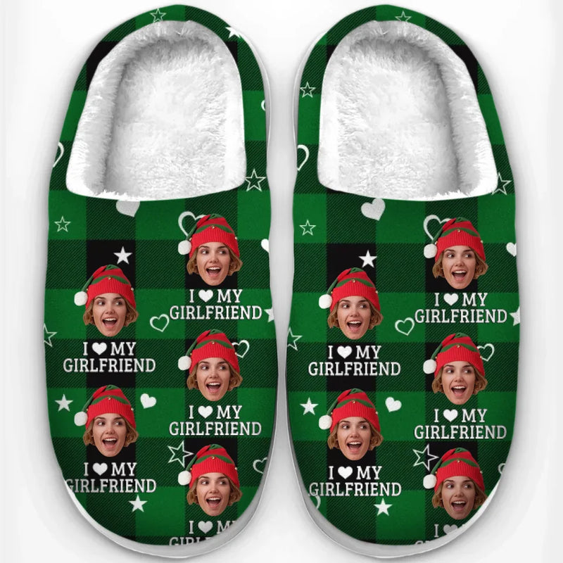 Custom Photo I Love You - Couple Personalized Custom Fluffy Slippers - Christmas Gift For Husband Wife, Anniversary