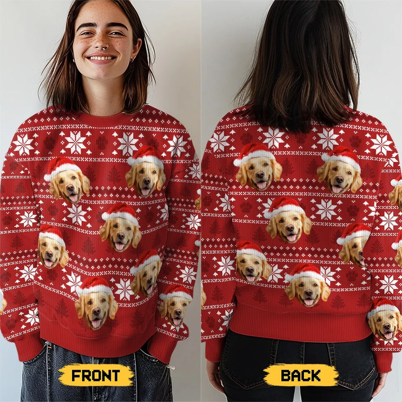 Custom Photo May Your Christmas Be Furry And Bright - Dog & Cat Personalized Custom Ugly Sweatshirt - Unisex Wool Jumper - Christmas Gift For Pet Owners, Pet Lovers