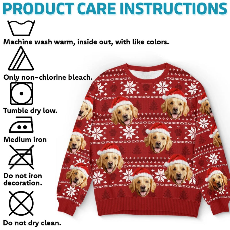 Custom Photo May Your Christmas Be Furry And Bright - Dog & Cat Personalized Custom Ugly Sweatshirt - Unisex Wool Jumper - Christmas Gift For Pet Owners, Pet Lovers