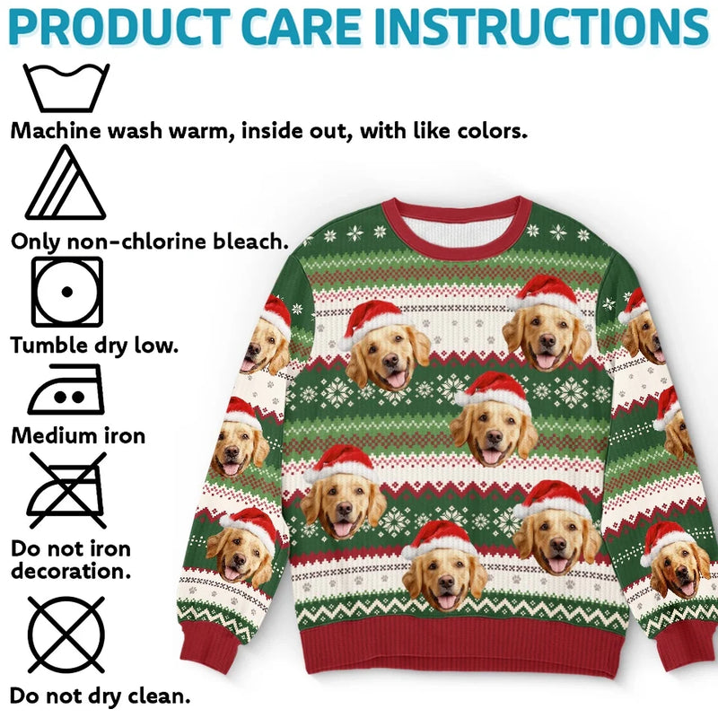 Custom Photo We Whisker You A Merry Christmas! - Dog & Cat Personalized Custom Ugly Sweatshirt - Unisex Wool Jumper - Christmas Gift For Pet Owners, Pet Lovers