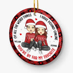 You're On My List - Couple Personalized Custom Ornament - Ceramic Round Shaped - Christmas Gift For Husband Wife, Anniversary